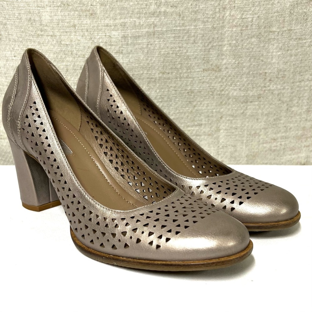 Ecco gold metallic Heels with Perforated Design
